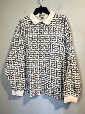 REUNION Men's Floral Long Sleeve Polo XL